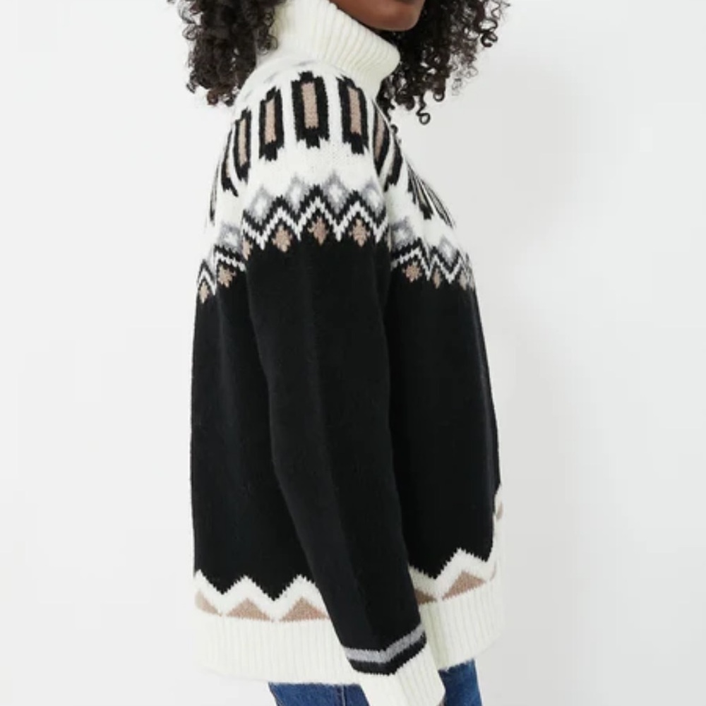 Charcoal and Cream Fair Isle Cardiff Sweater - Picture 3 of 6